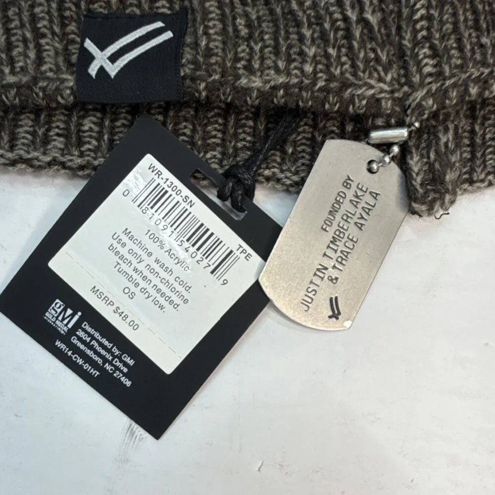 William Rast Brown/Gray Acrylic Knit Geometric Logo Cowl Snood Scarf